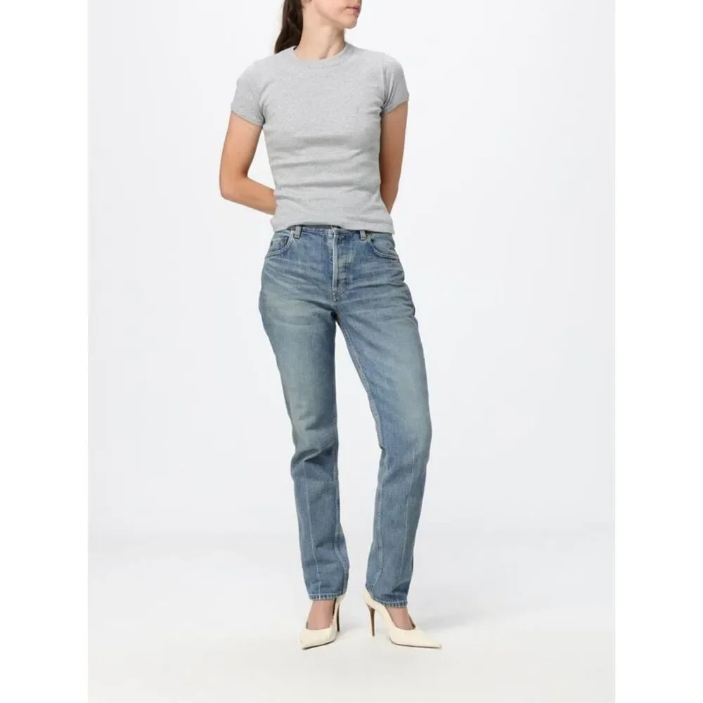 Saint Laurent Women Saint Laurent Slim Fit Cotton T-Shirt With Ysl Monogram